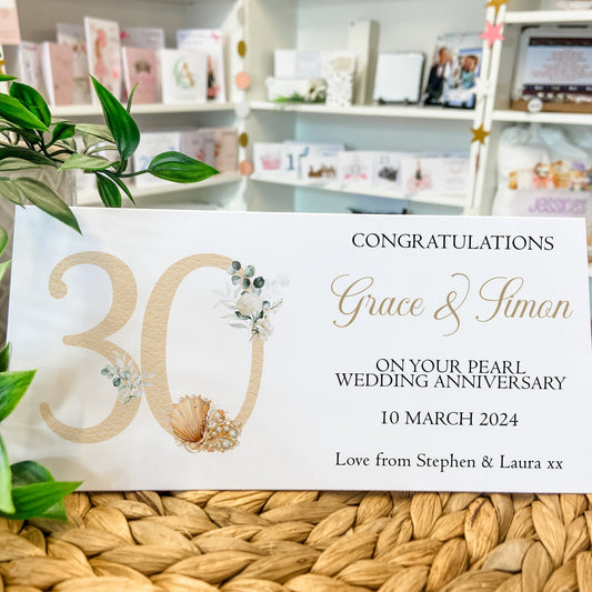 Personalised Pearl Wedding Anniversary Card Money Gift Wallet