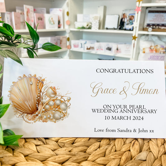 Personalised Pearl Wedding Anniversary Card Money Gift Wallet