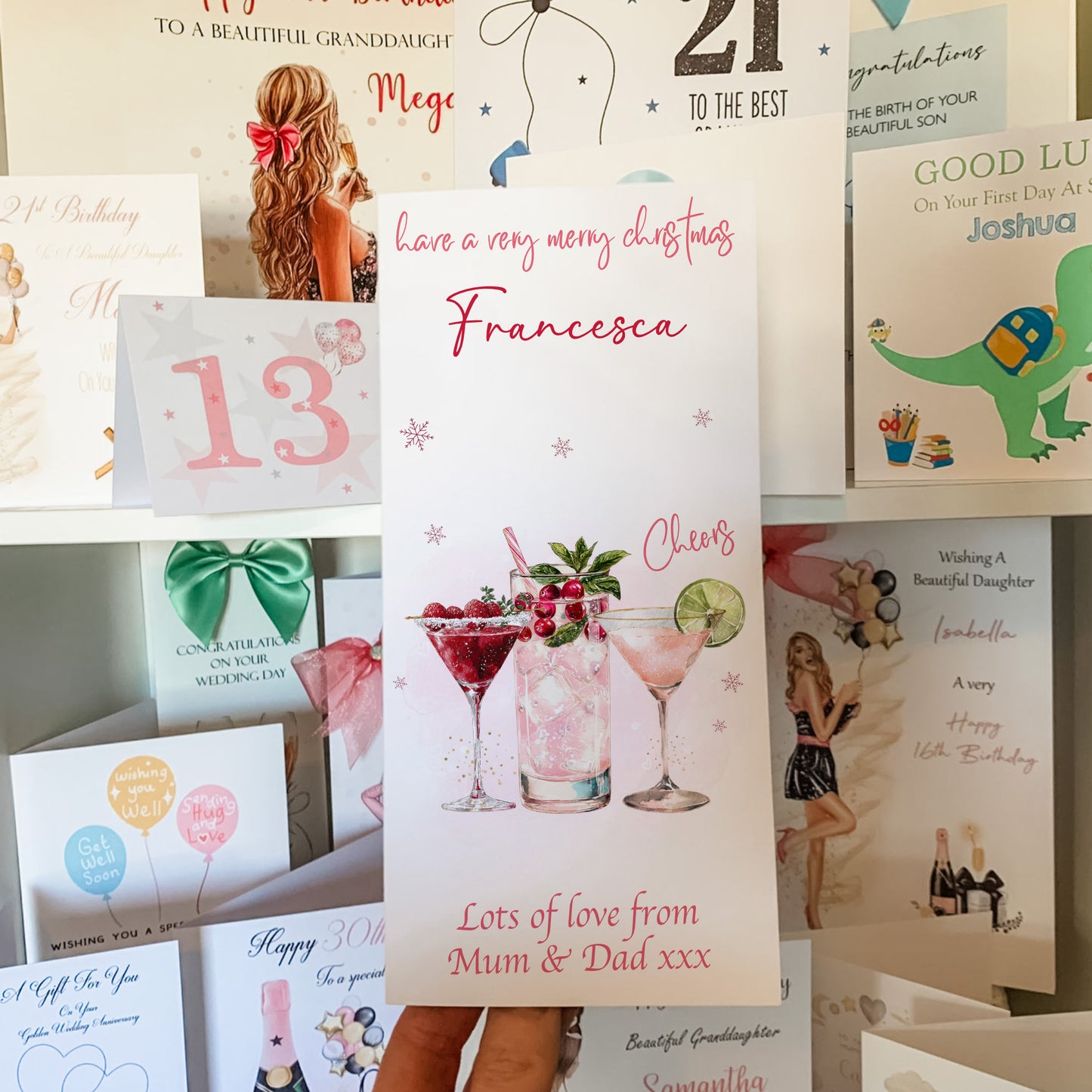 Large A4 Personalised Christmas Card Cocktails
