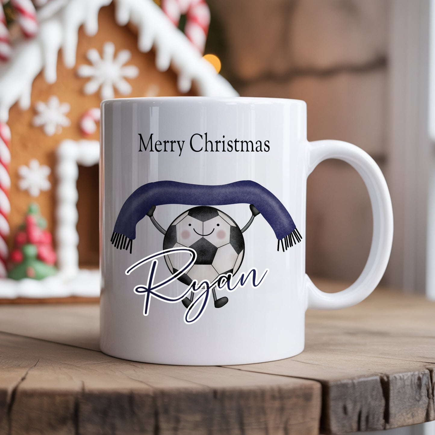 Personalised Children’s Christmas Mug – Fun Football Design | Custom Name Kids Holiday Gift