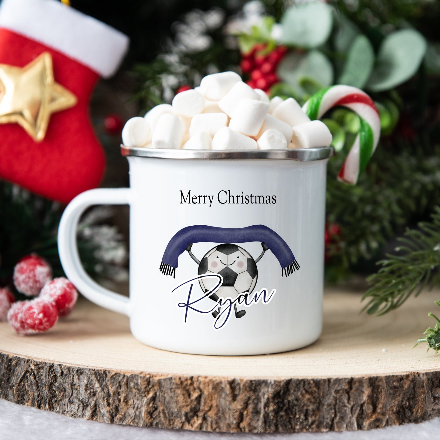 Personalised Children’s Christmas Mug – Fun Football Design | Custom Name Kids Holiday Gift