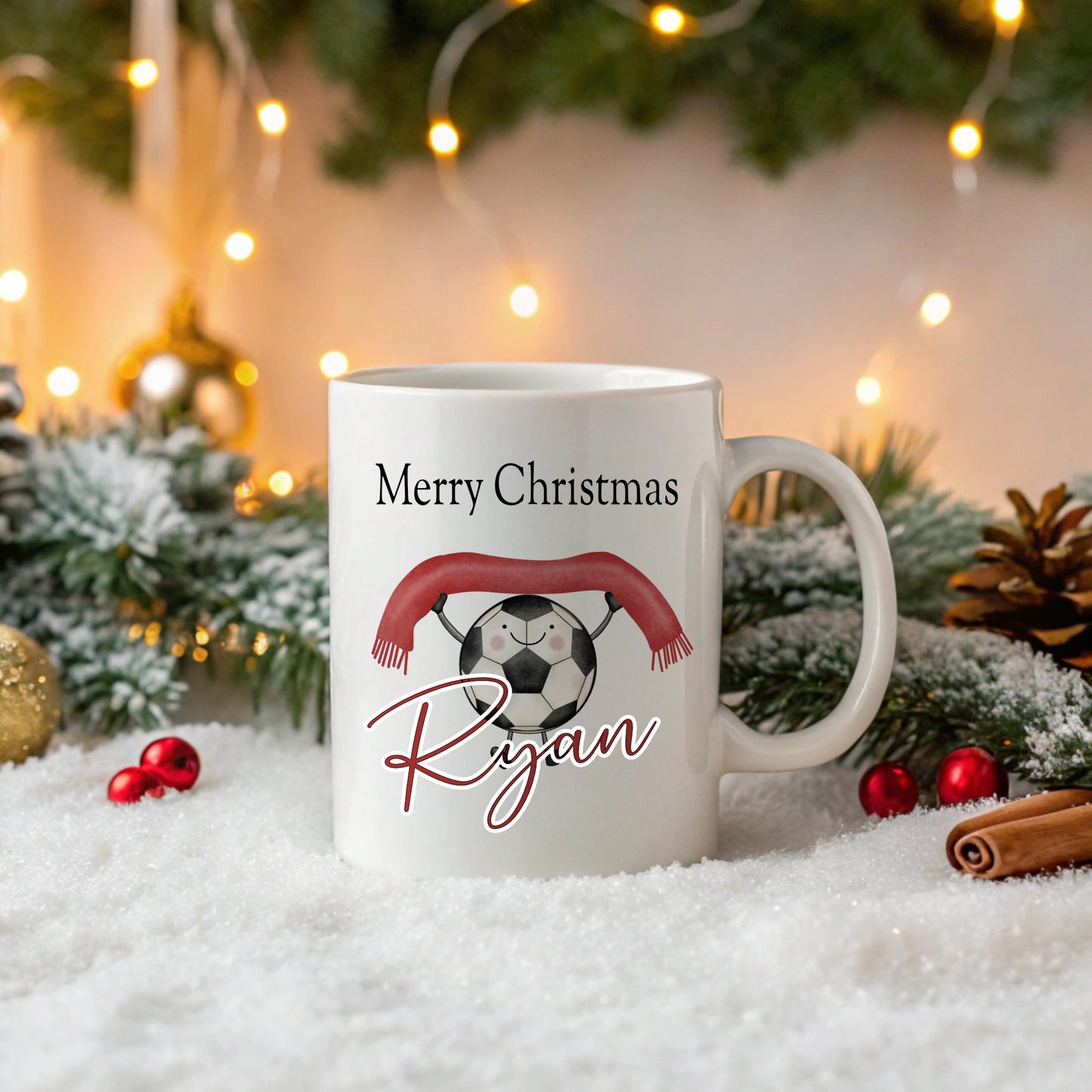 Personalised Children’s Christmas Mug – Fun Football Design | Custom Name Kids Holiday Gift