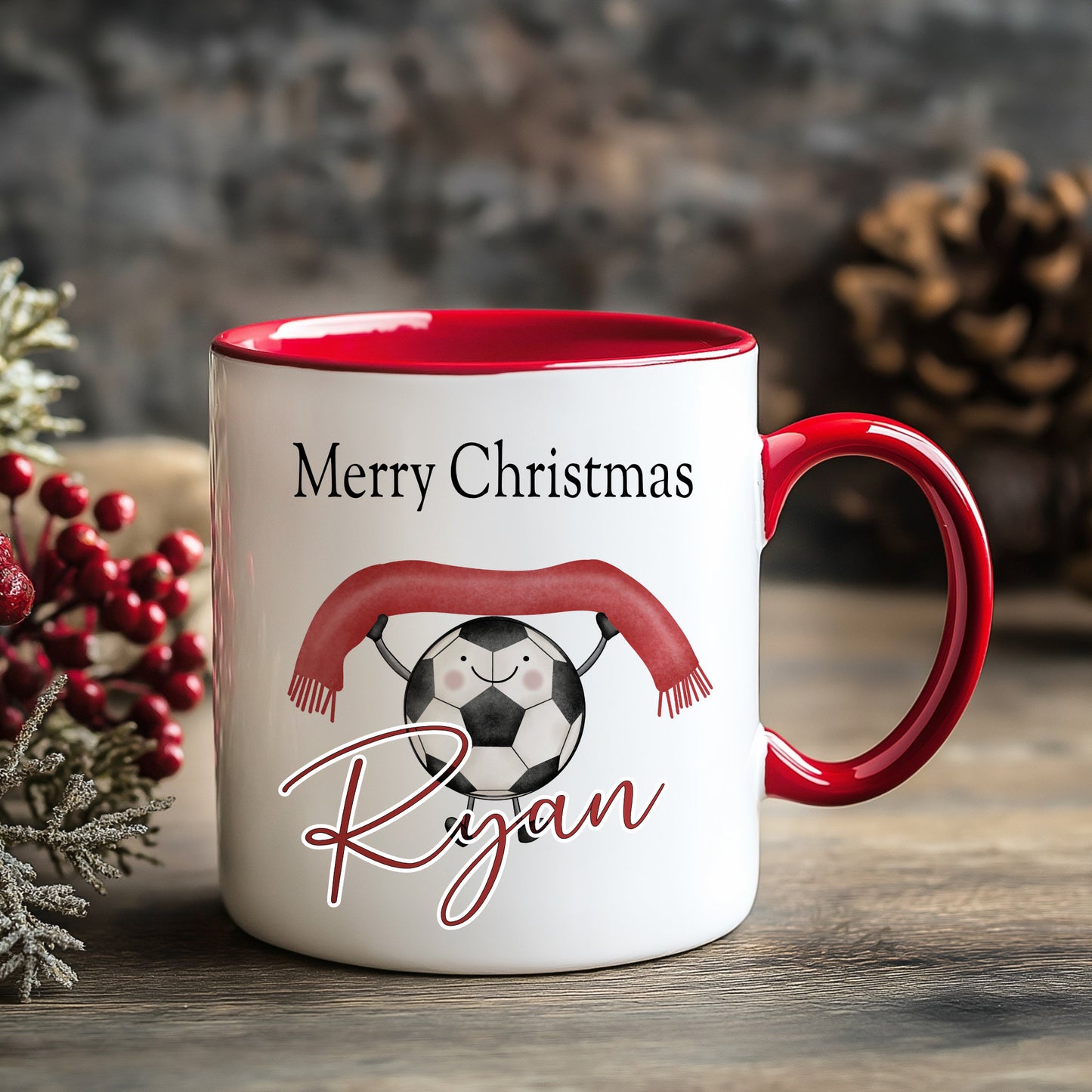 Personalised Children’s Christmas Mug – Fun Football Design | Custom Name Kids Holiday Gift