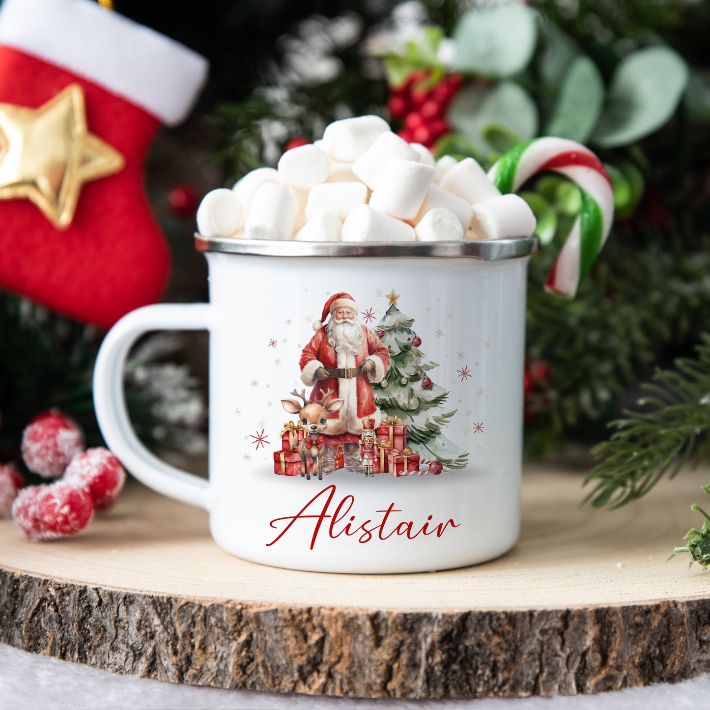 Personalised Children’s Christmas Mug – Santa Design | Custom Name Kids Holiday Gift