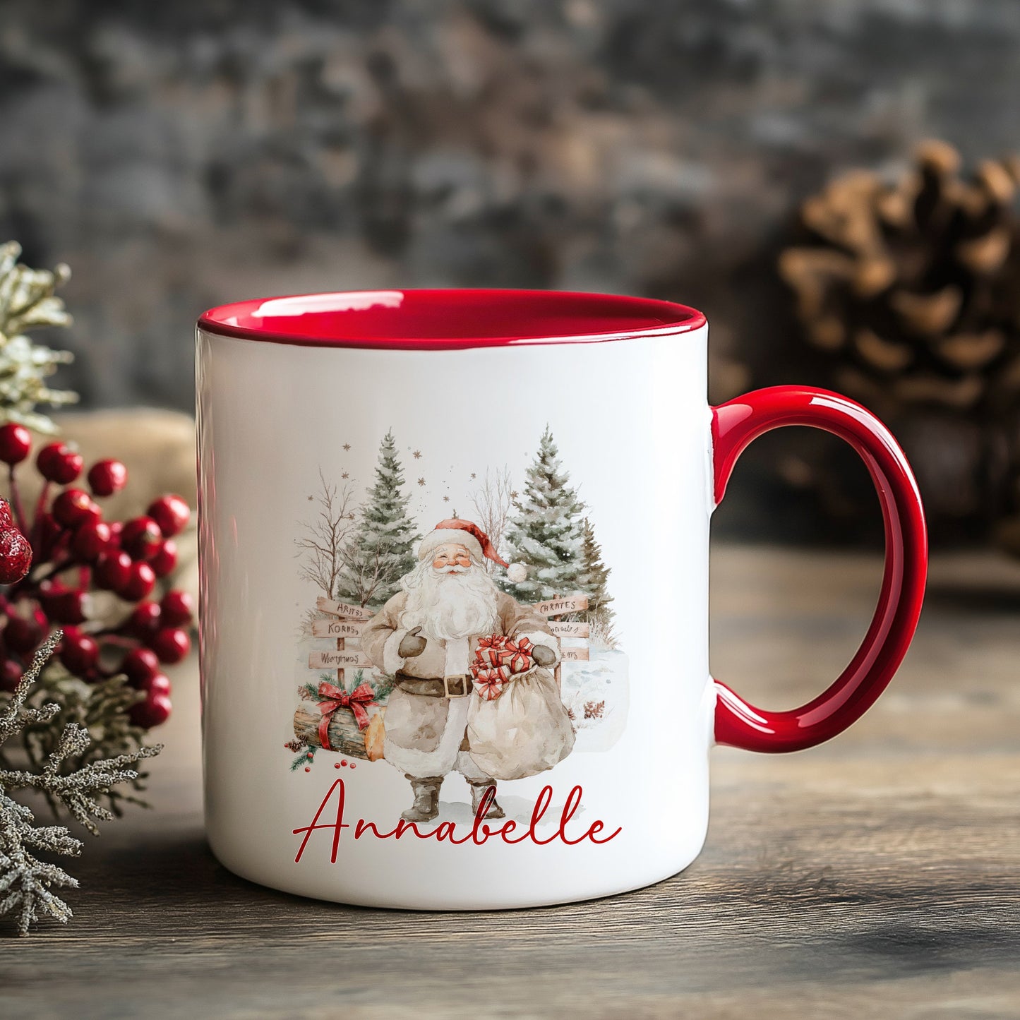 Personalised Children’s Christmas Mug – Santa Design | Custom Name Kids Holiday Gift