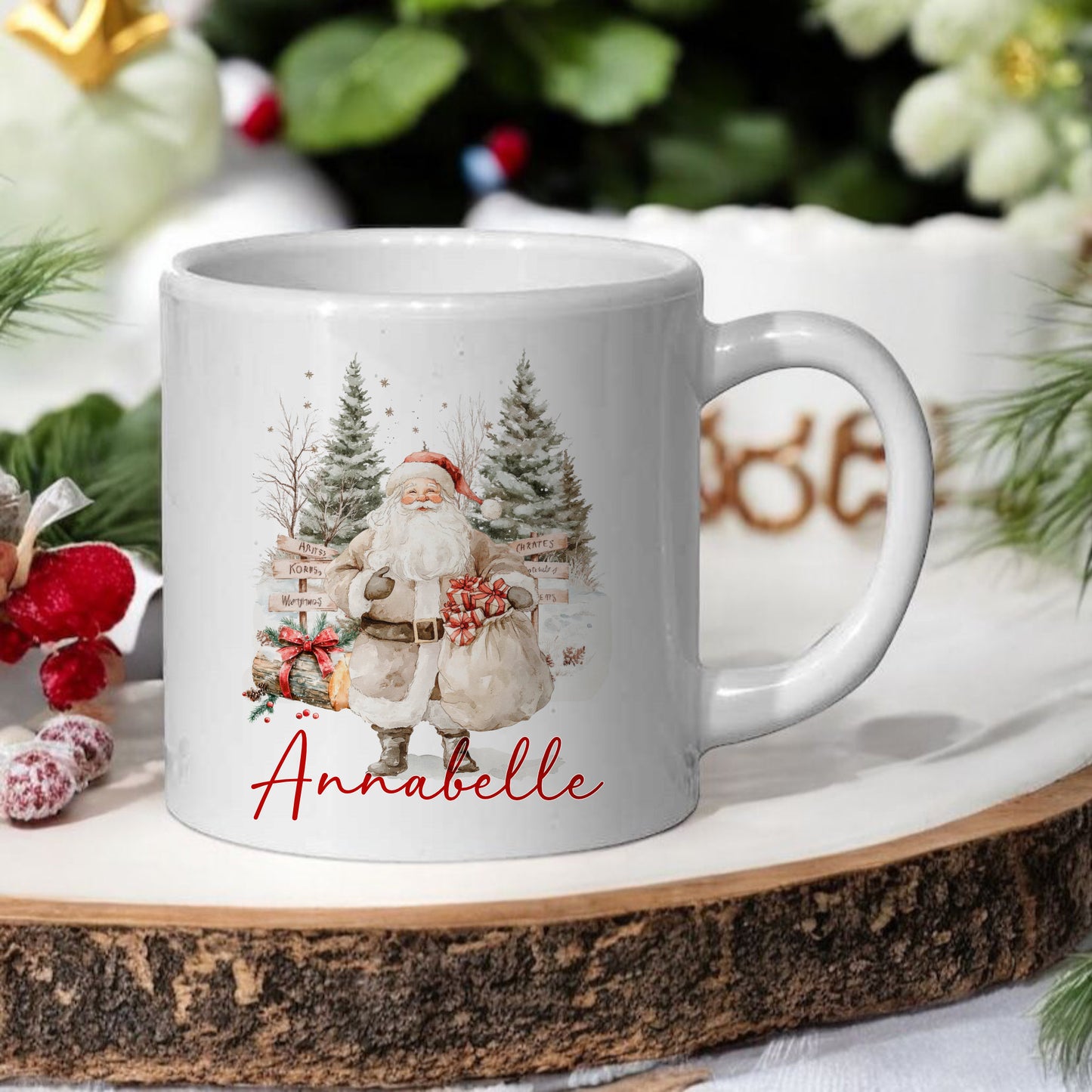 Personalised Children’s Christmas Mug – Santa Design | Custom Name Kids Holiday Gift