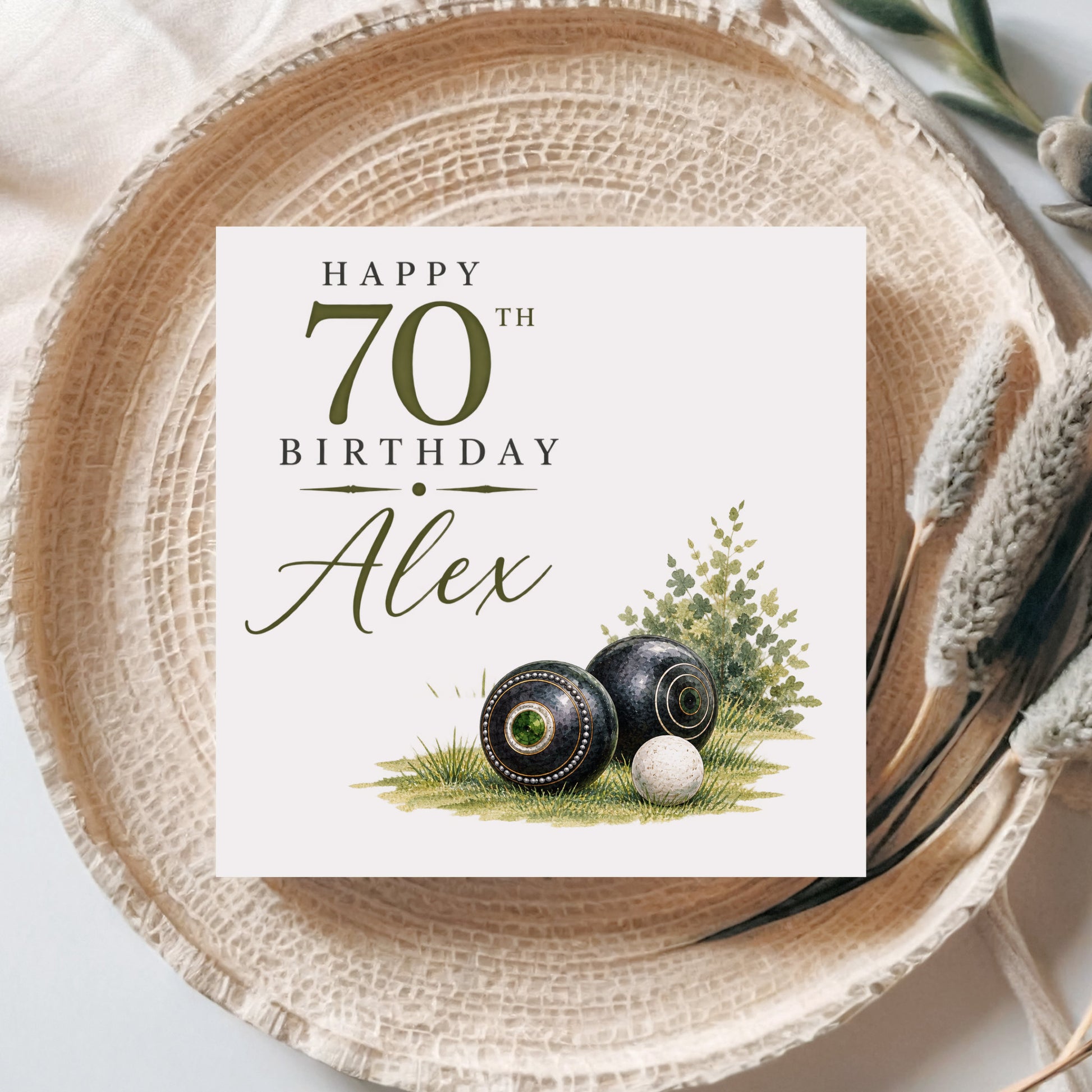 Lawn bowls design birthday card