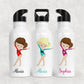 Personalised Girl's Gymnastics Water Bottle with Straw