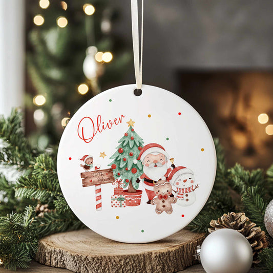 Personalised Christmas Tree Ornament Decoration Santa & Friends