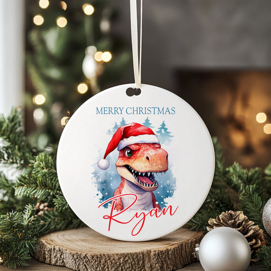Personalised Christmas Tree Hanging Ornament Decoration Dinosaur