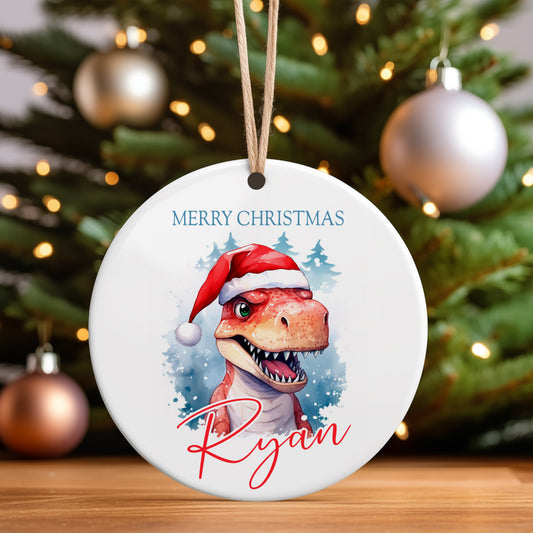 Personalised Christmas Tree Hanging Ornament Decoration Dinosaur