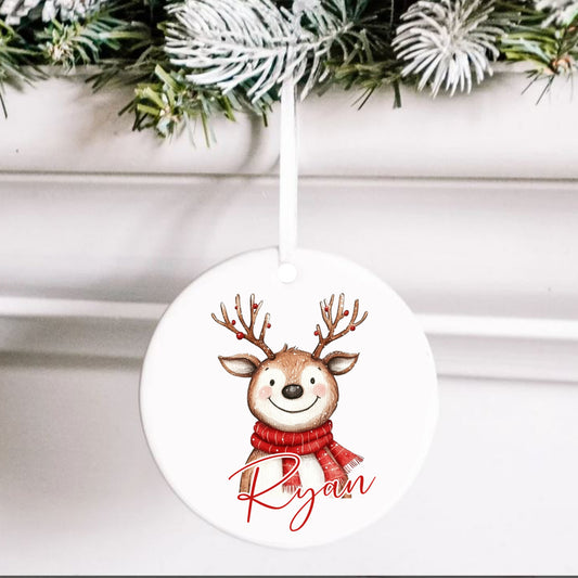 Personalised Christmas Tree Hanging Ornament Decoration Reindeer