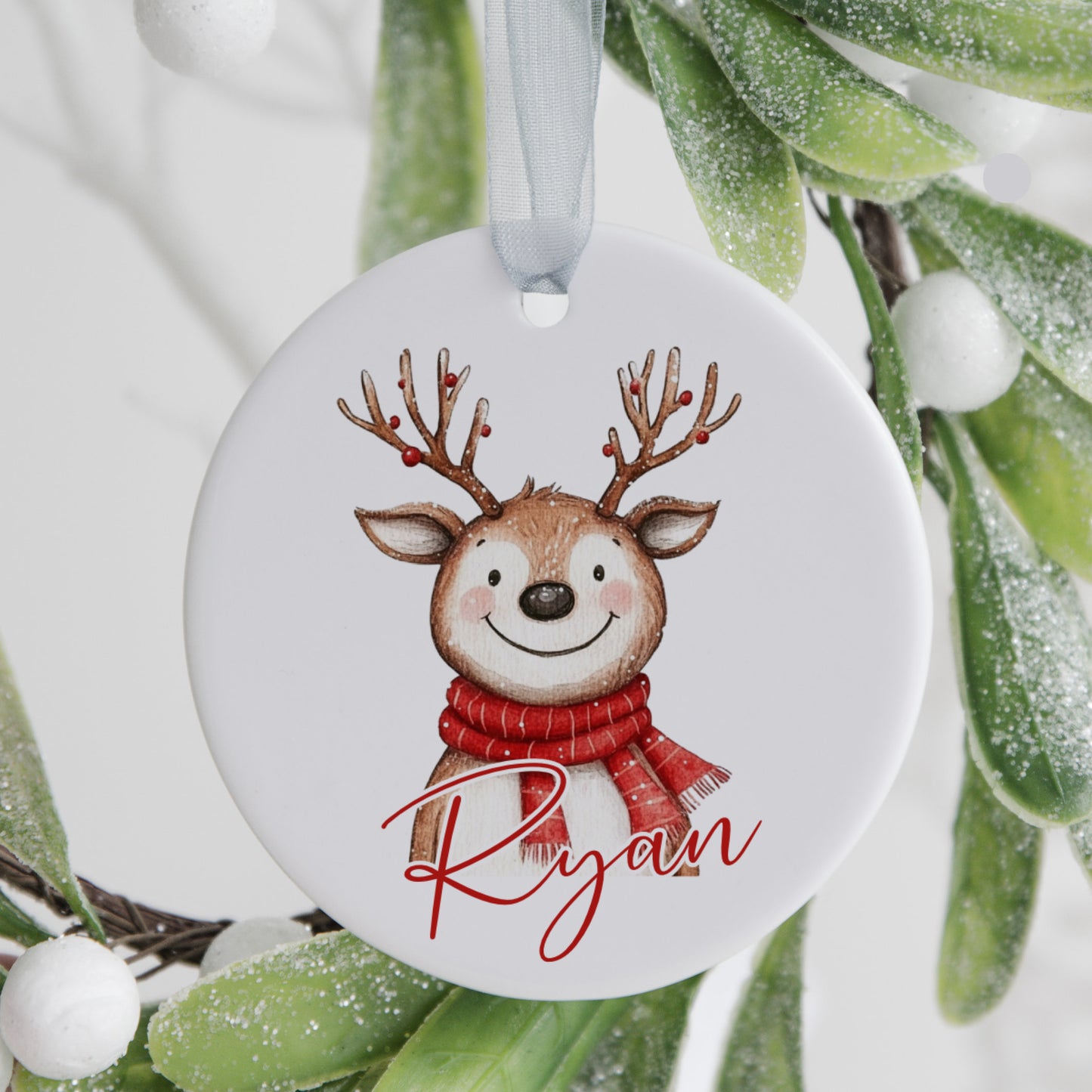 Personalised Christmas Tree Hanging Ornament Decoration Reindeer