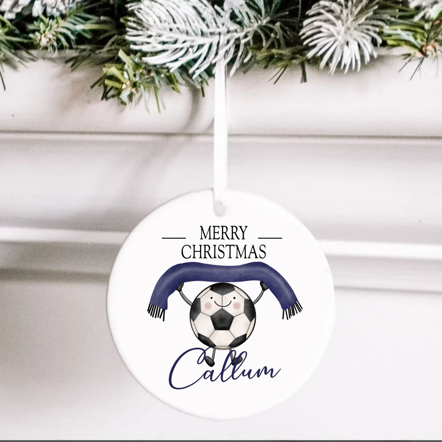 Football Themed Personalised Christmas Ornament – Custom Tree Decoration for Children