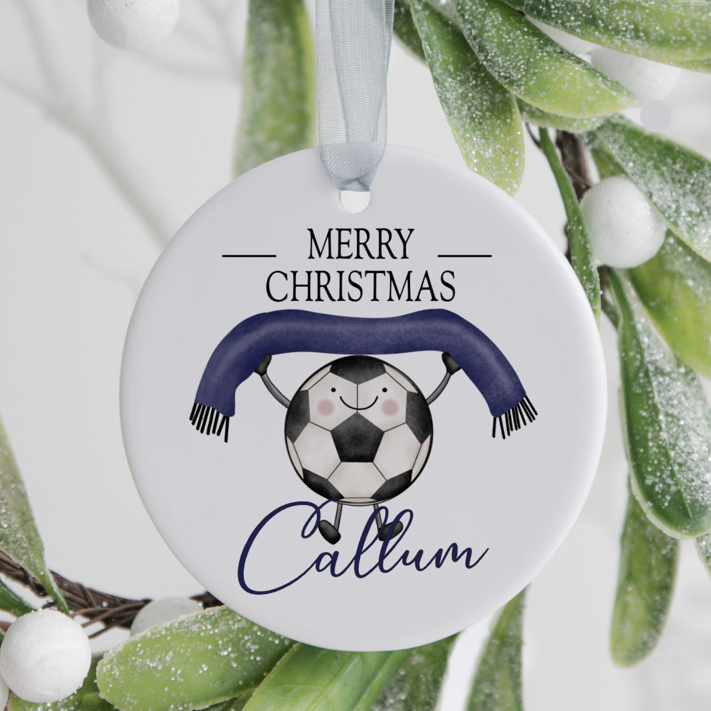Football Themed Personalised Christmas Ornament – Custom Tree Decoration for Children