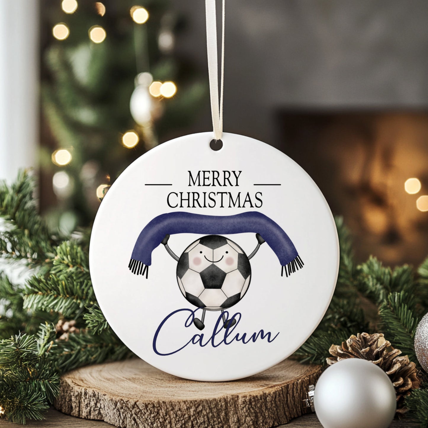 Football Themed Personalised Christmas Ornament – Custom Tree Decoration for Children