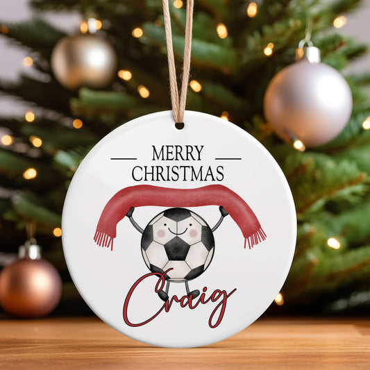 Football Themed Personalised Christmas Ornament – Custom Tree Decoration for Children
