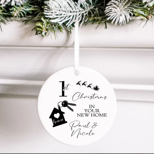 Custom First Christmas in New Home Ornament – Personalised Tree Decoration Keepsake