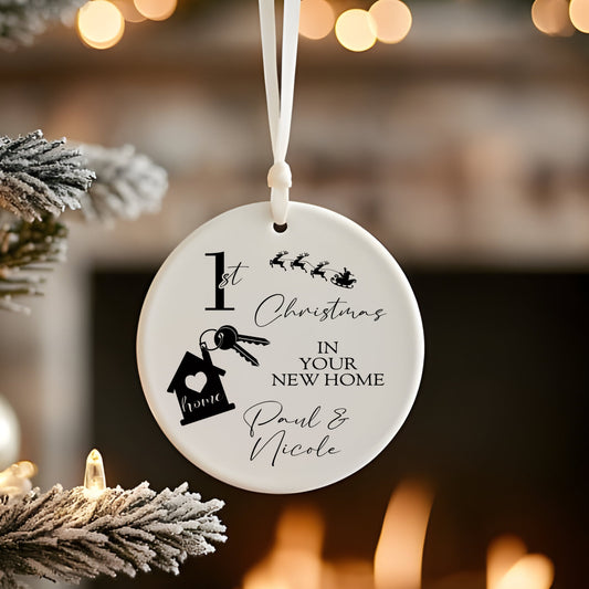 Custom First Christmas in New Home Ornament – Personalised Tree Decoration Keepsake