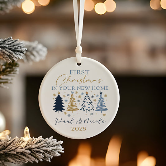 Custom First Christmas in New Home Ornament – Personalised Tree Decoration Keepsake