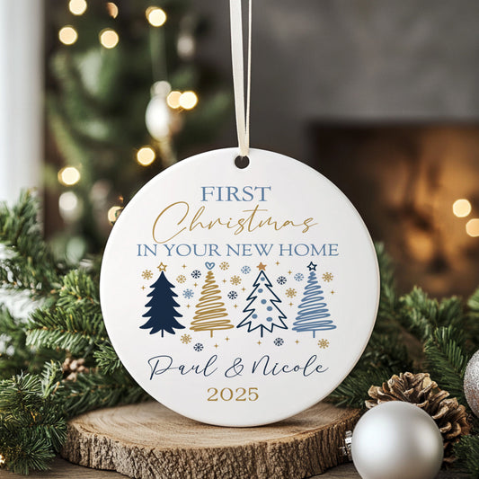 Custom First Christmas in New Home Ornament – Personalised Tree Decoration Keepsake