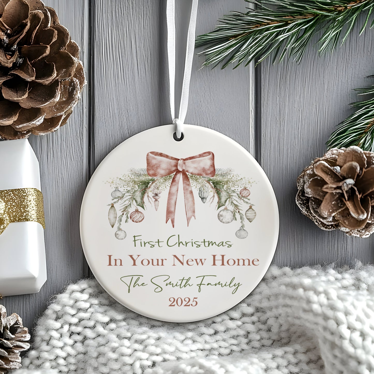 Personalised Christmas Ornament – Custom Tree Decoration For First Christmas New Home
