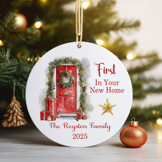 Custom First Christmas in New Home Ornament – Personalised Tree Decoration Keepsake