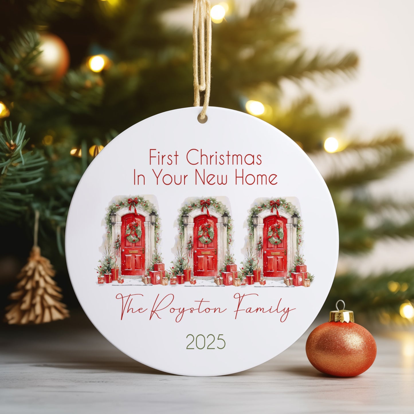 Custom First Christmas in New Home Ornament – Personalised Tree Decoration Keepsake