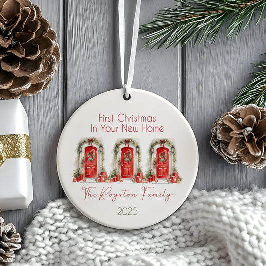 Custom First Christmas in New Home Ornament – Personalised Tree Decoration Keepsake