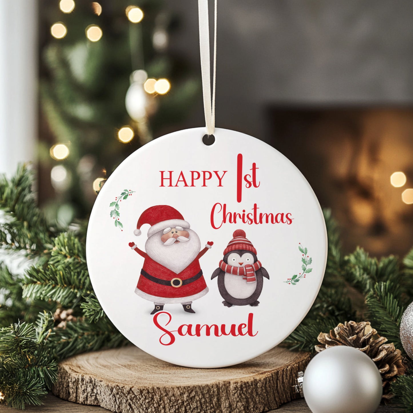 Personalised Christmas Tree Hanging Ornament Decoration Babies 1st Christmas