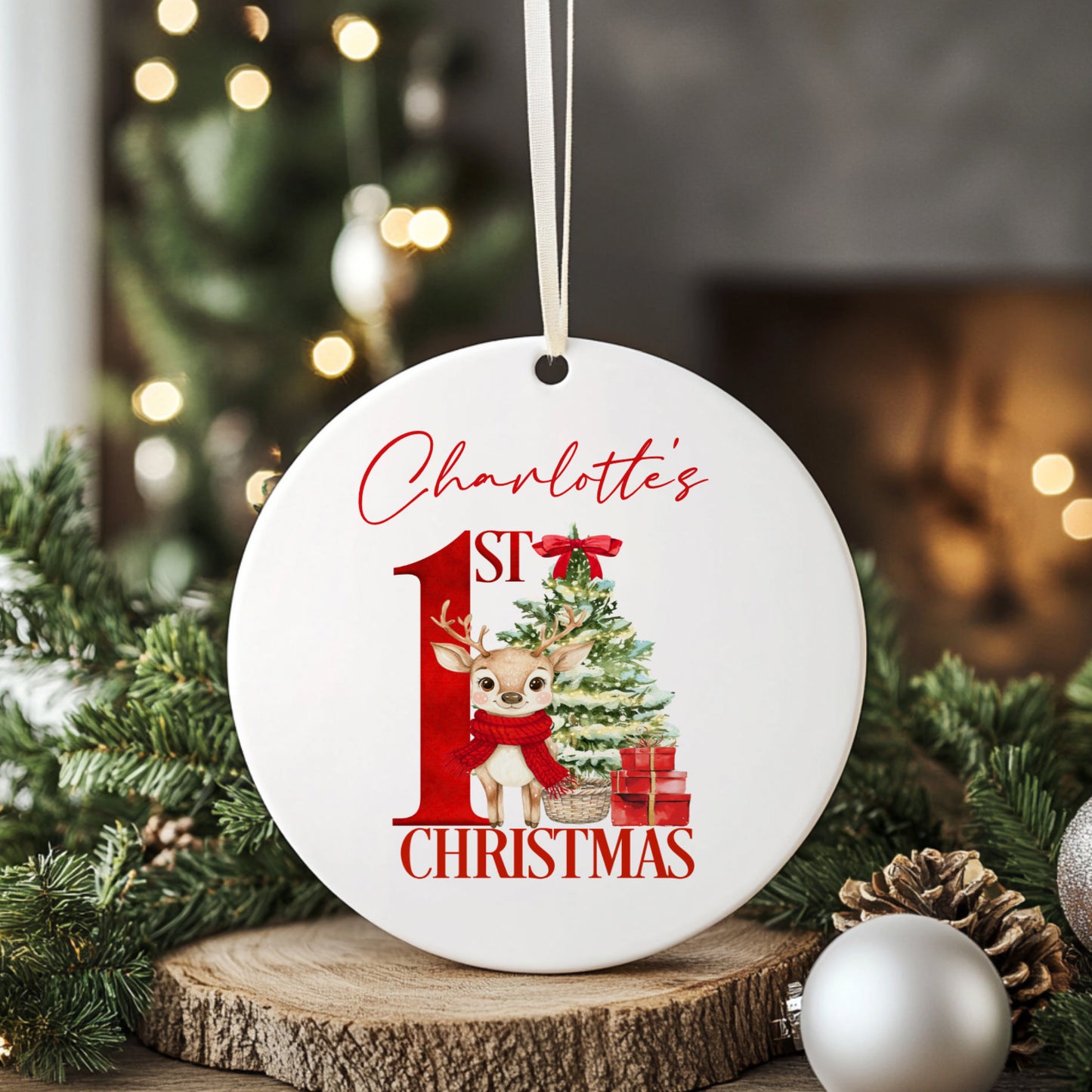 Personalised Christmas Tree Hanging Ornament Decoration Babies 1st Christmas