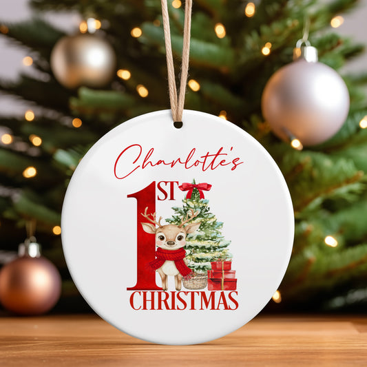 Personalised Christmas Tree Hanging Ornament Decoration Babies 1st Christmas