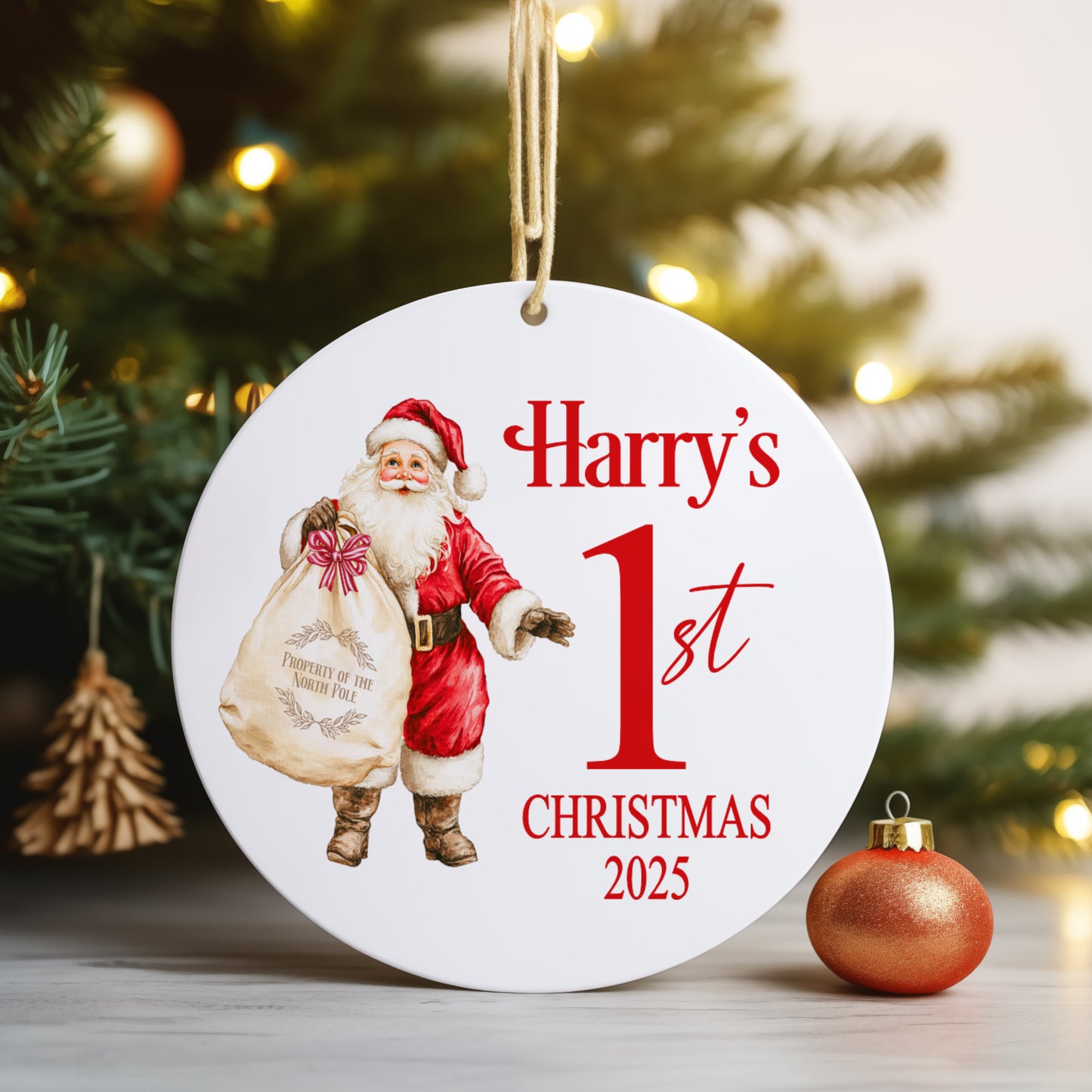 Personalised Christmas Tree Hanging Ornament Decoration Babies 1st Christmas