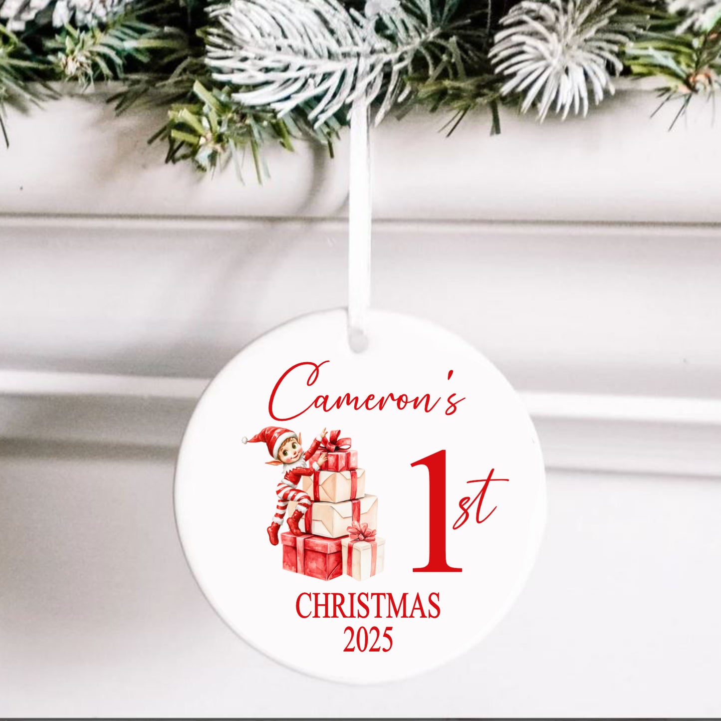 Personalised Christmas Tree Hanging Ornament Decoration Babies 1st Christmas