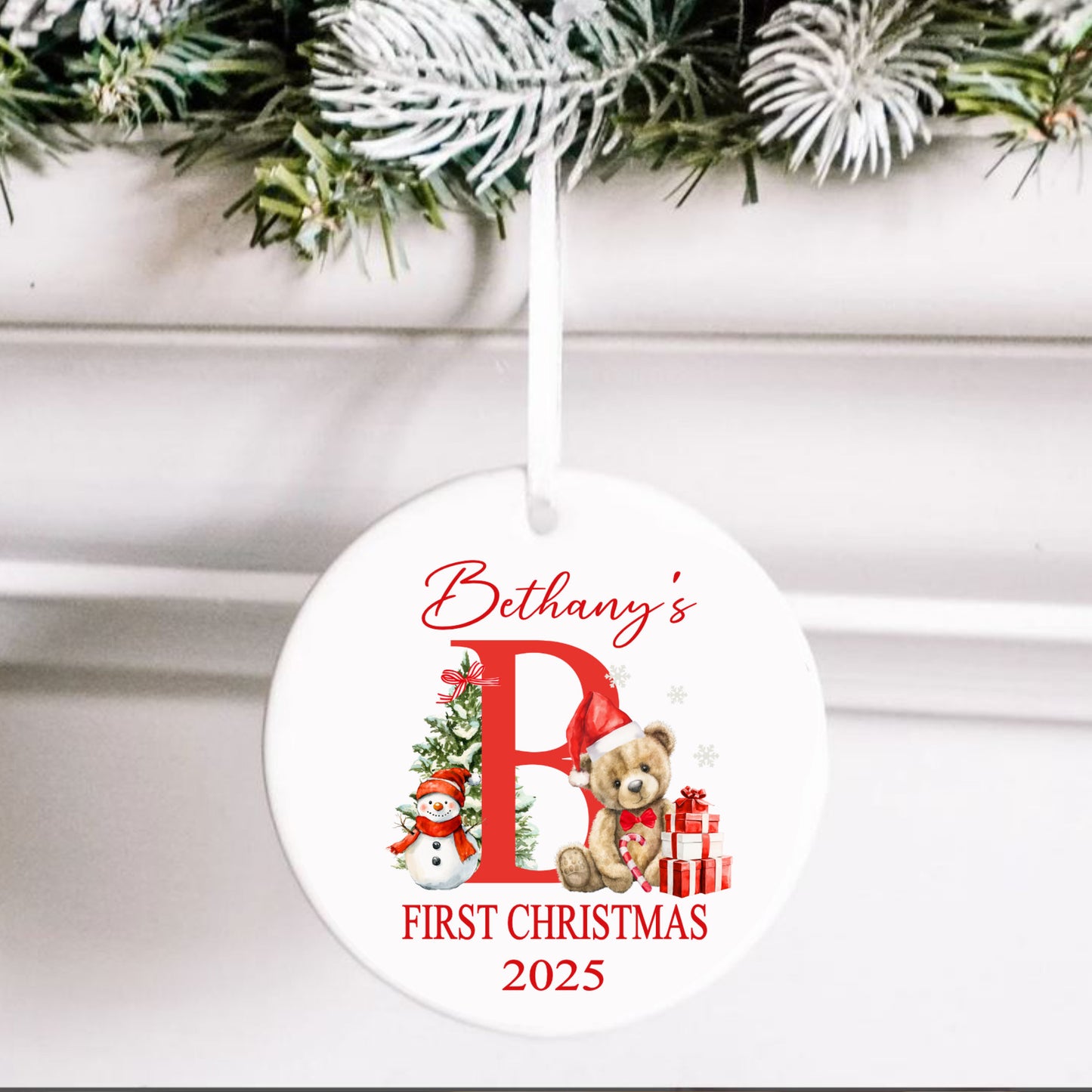 Personalised Christmas Tree Hanging Ornament Decoration Babies 1st Christmas