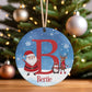 Personalised Christmas Tree Hanging Ornament Decoration Santa, Reindeer, Penguin Initial
