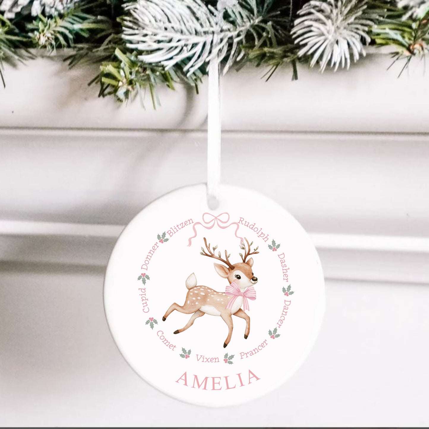 Reindeer Themed Personalised Christmas Ornament – Custom Tree Decoration For Children