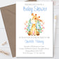 10 Personalised Baby Shower Invitations Watercolour Giraffe Blue Boy