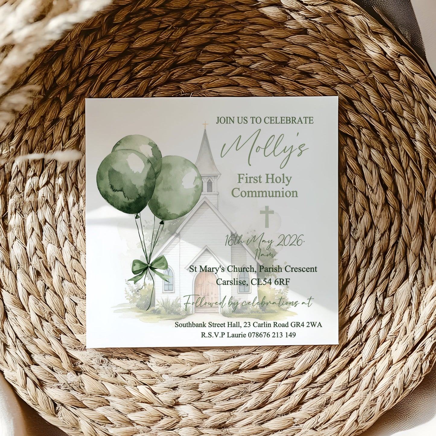 10 First Holy Communion Invitations Personalised