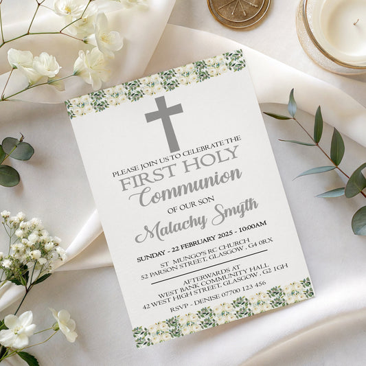 10 First Holy Communion Invitations Personalised