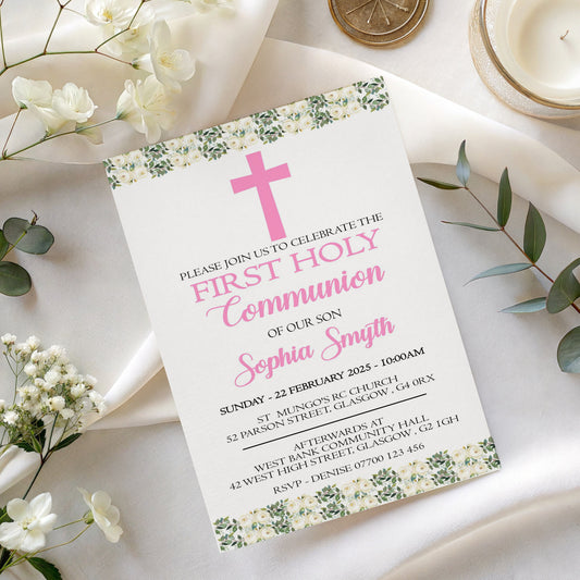 10 First Holy Communion Invitations Personalised