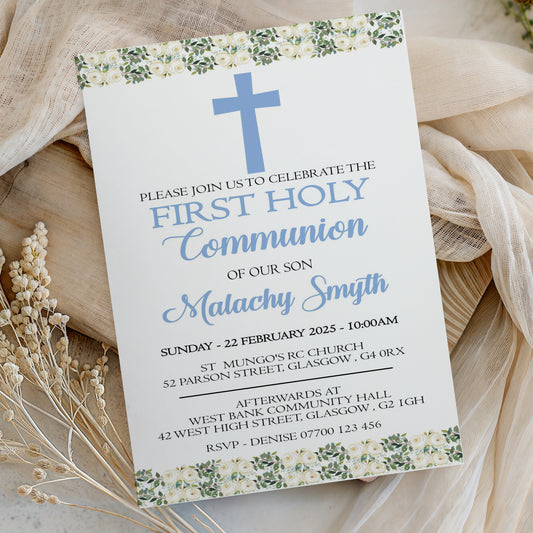 10 First Holy Communion Invitations Personalised