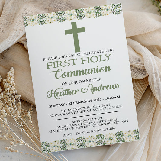 10 First Holy Communion Invitations Personalised