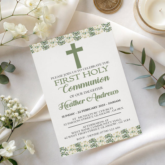 10 First Holy Communion Invitations Personalised