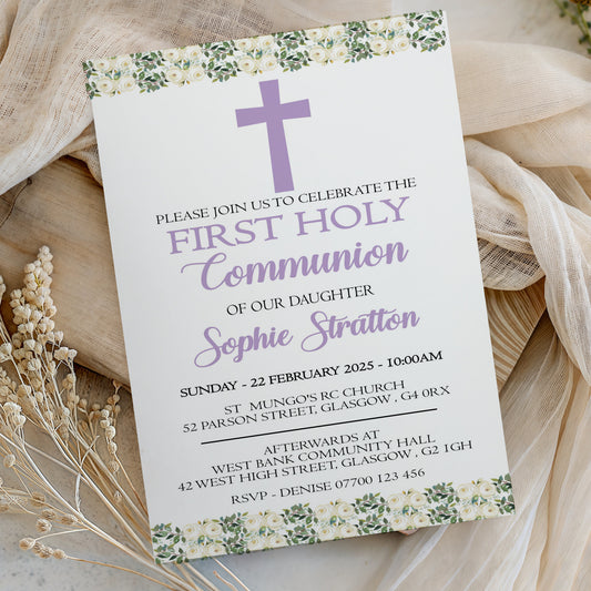 10 First Holy Communion Invitations Personalised