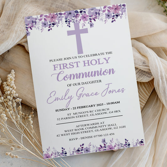 10 First Holy Communion Invitations Personalised