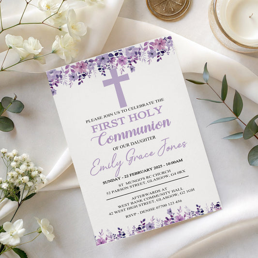 10 First Holy Communion Invitations Personalised