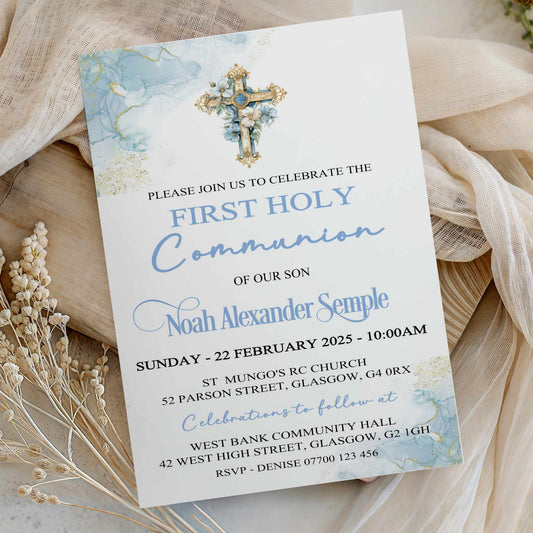 10 First Holy Communion Invitations Personalised