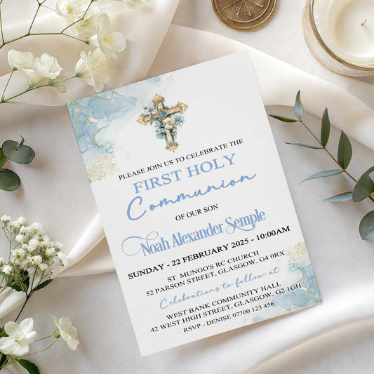 10 First Holy Communion Invitations Personalised