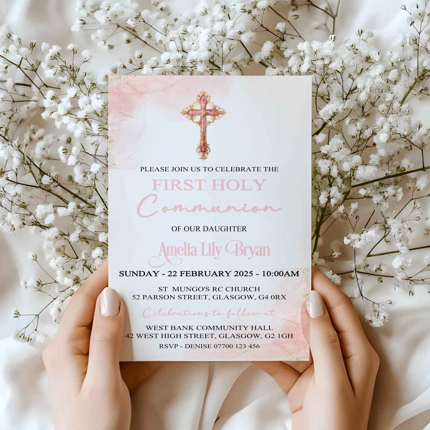 10 First Holy Communion Invitations Personalised